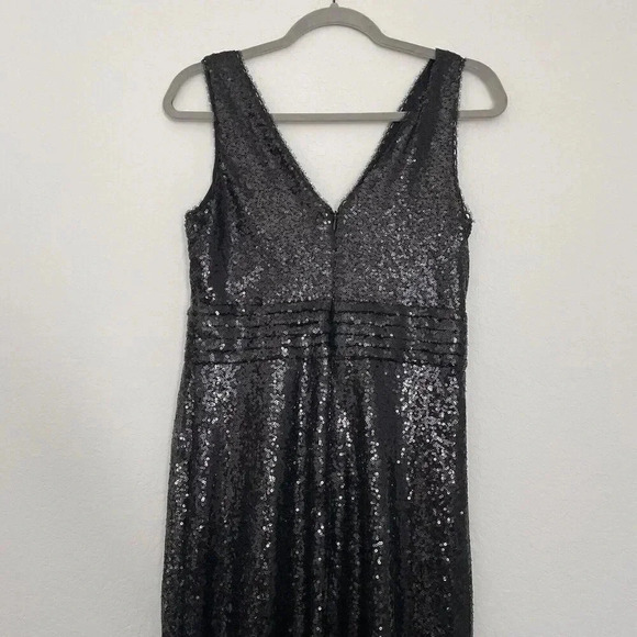 Kate Kasin Sequin Formal Cocktail Party Evening Maxi Dress Black Size 6 - Picture 10 of 13